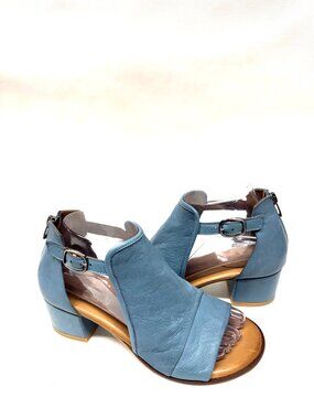 MIZ MOOZ WOMEN'S ANKLE STRAP LEATHER SHOOTIE SANDALS DENIM BLU 37EU / 7US # T-80